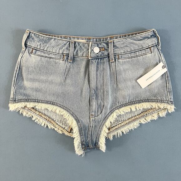 NWT Anthropologie Pilcro Pitched Micro Fray Hem Denim Jean Shorts - Picture 3 of 7
